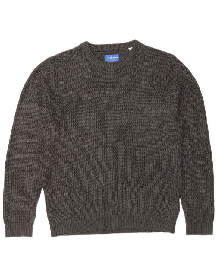 Maglione maglione girocollo da uomo Jack & Jones grande acrilico grigio