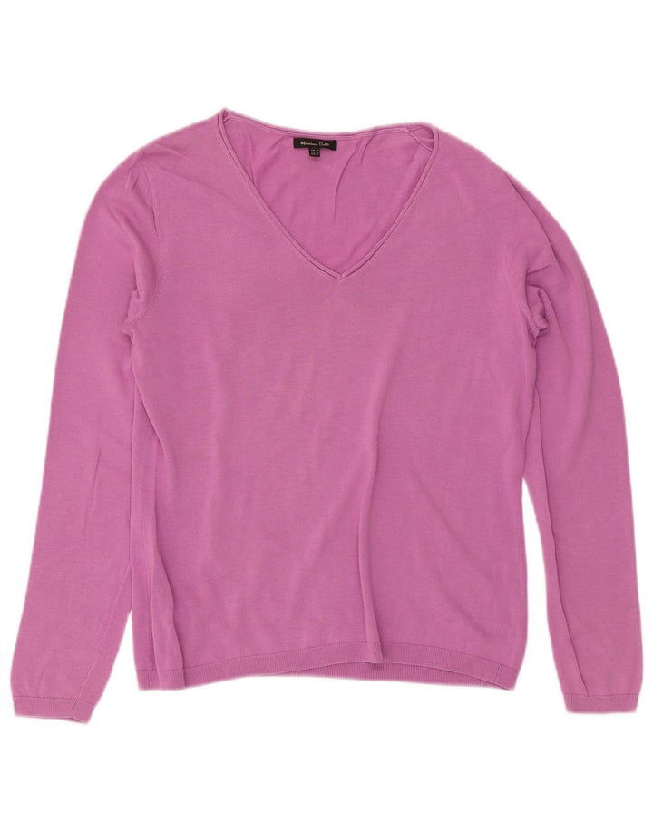 Maglione maglione con scollo a V da donna Massimo Dutti UK 14 Rosa medio