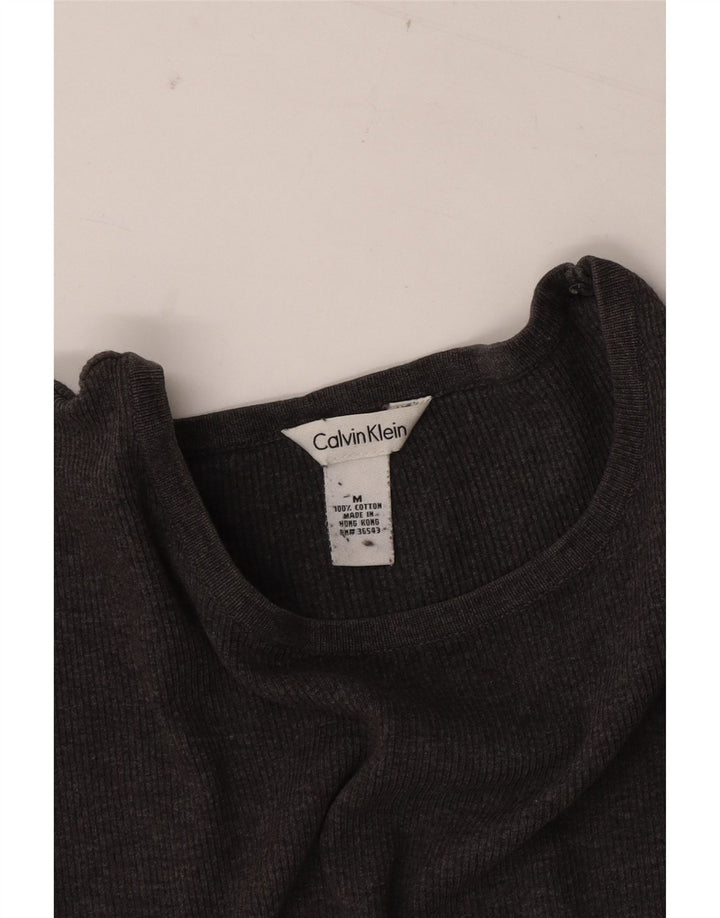 CALVIN KLEIN T-shirt oversize da donna Top UK 14 Cotone grigio medio