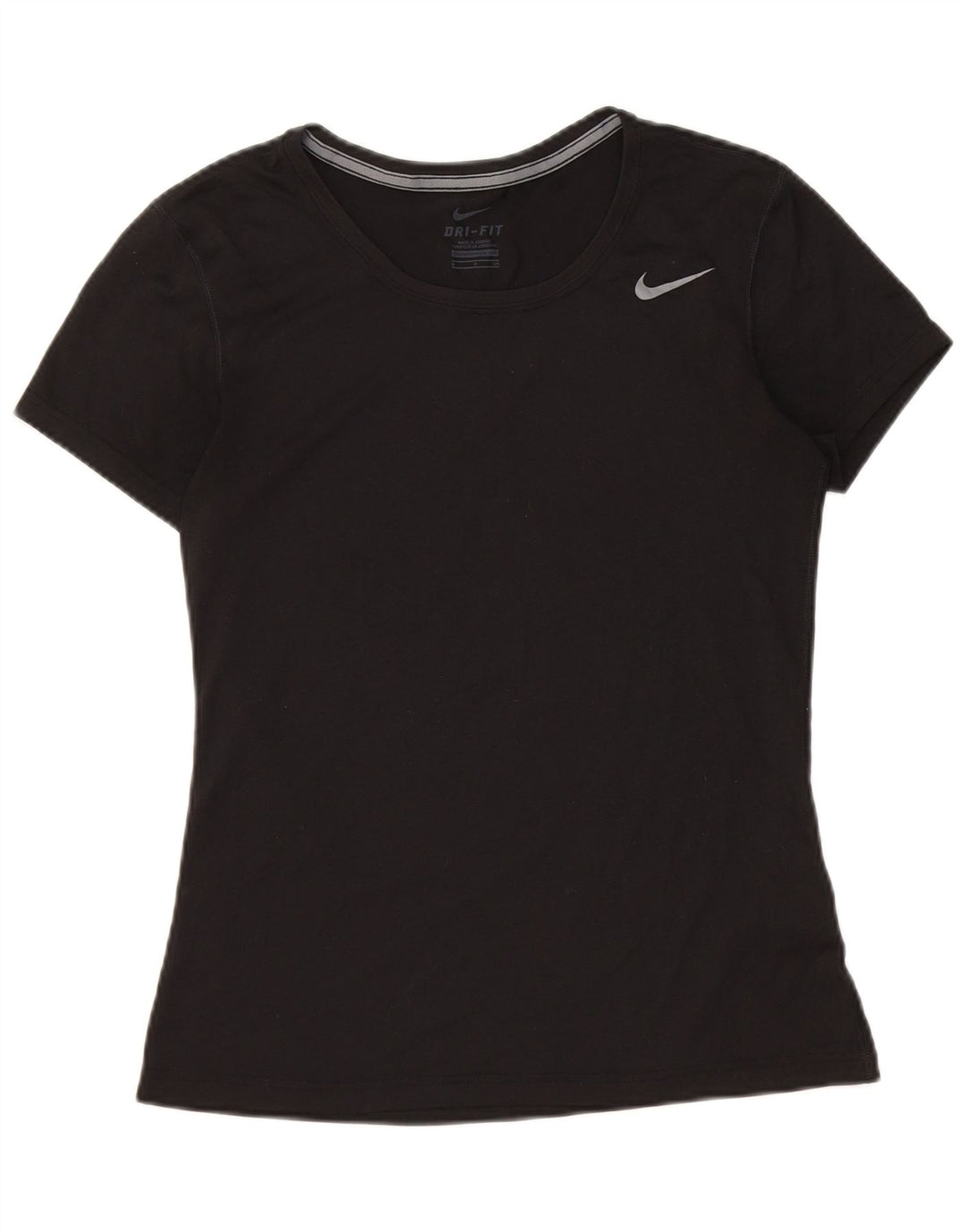 T-shirt NIKE Dri Fit da donna Top UK 10 Small Nero Poliestere