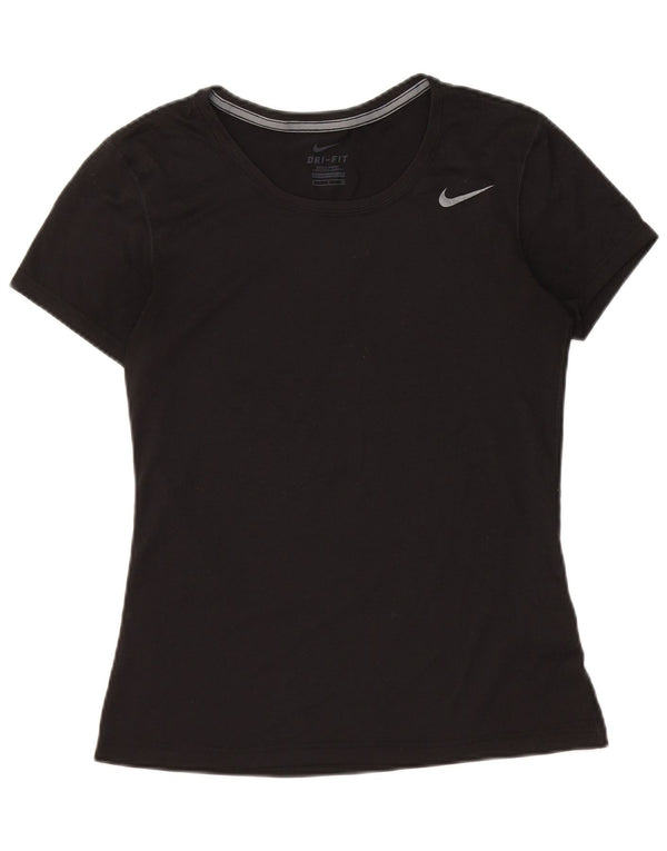 T-shirt NIKE Dri Fit da donna Top UK 10 Small Nero Poliestere