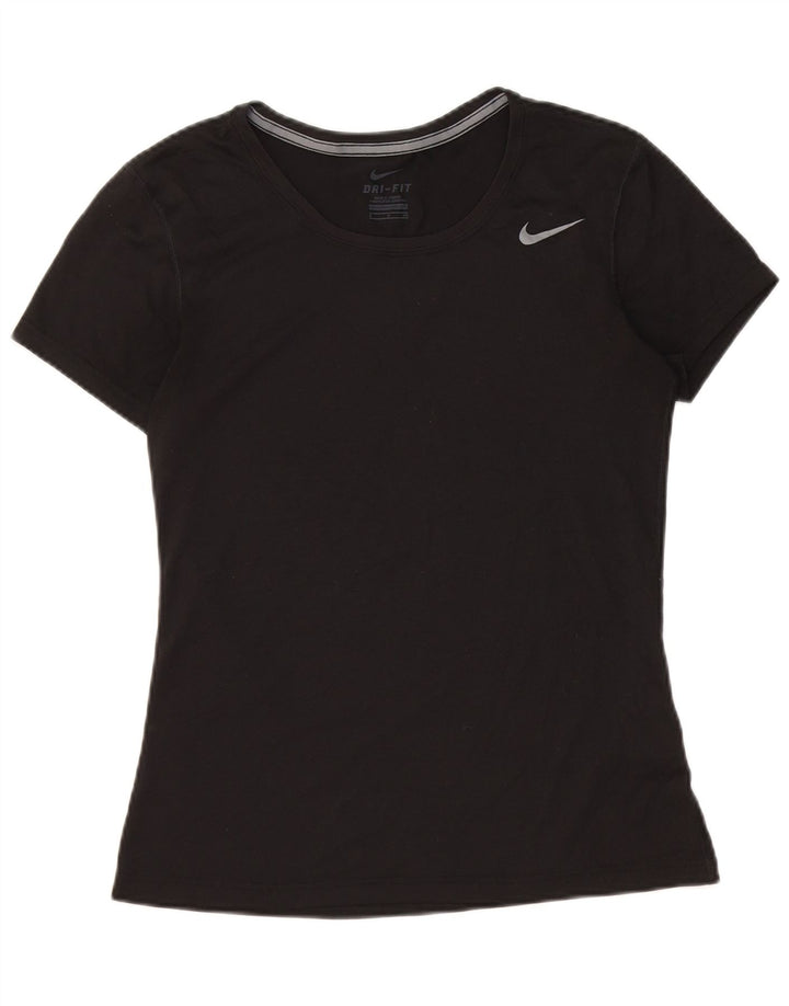 T-shirt NIKE Dri Fit da donna Top UK 10 Small Nero Poliestere