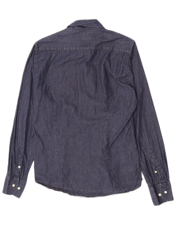 Camicia in denim da uomo su misura Barbour piccola in cotone blu navy
