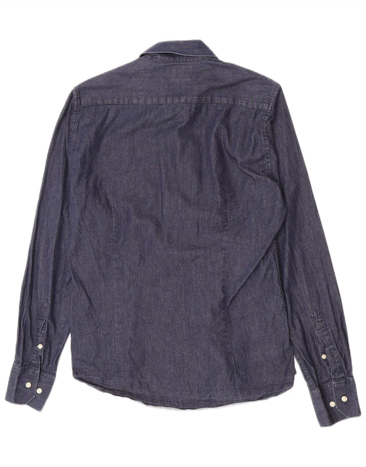 Camicia in denim da uomo su misura Barbour piccola in cotone blu navy