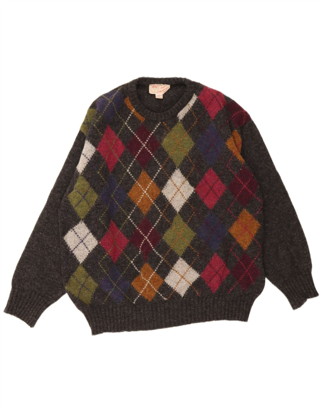 Maglione maglione girocollo da uomo Rifle XL grigio a rombi/lana diamante