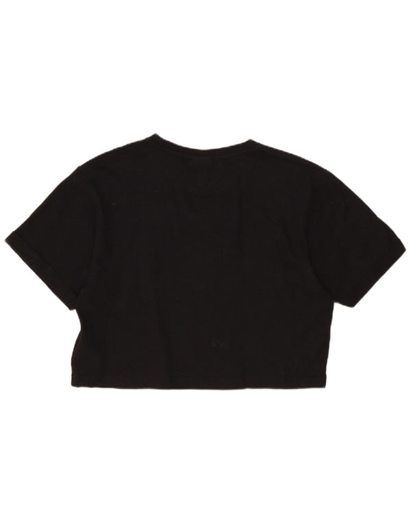 T-shirt grafica corta da donna Ellesse, vestibilità ampia, taglia UK 6 XS, cotone nero