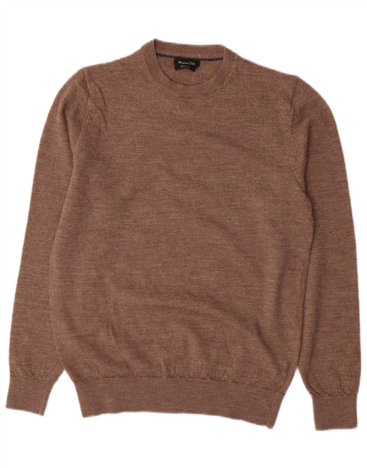 Maglione maglione girocollo da donna Massimo Dutti UK 14 grande lana marrone
