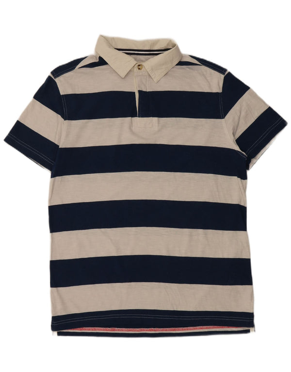 Polo da uomo Fat Face Large in cotone a righe blu navy
