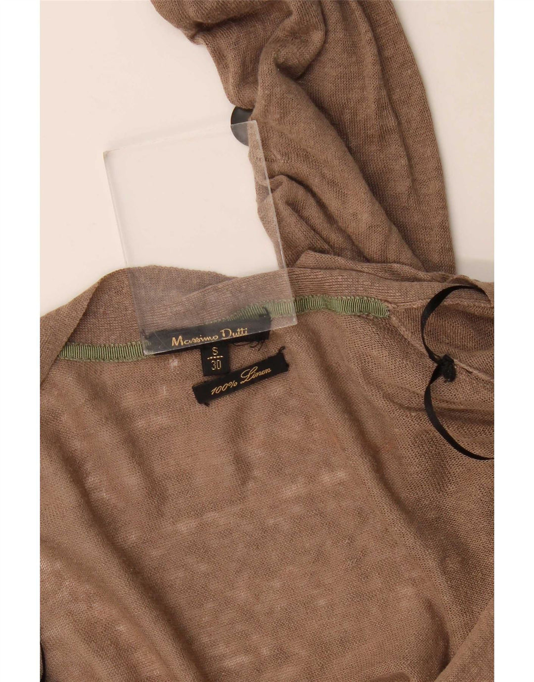 Maglione cardigan da donna Massimo Dutti UK 10 piccolo lino marrone