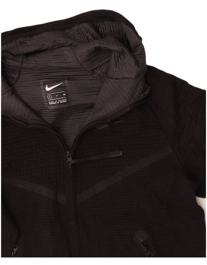Maglione con cappuccio e zip da uomo NIKE piccolo in poliestere nero