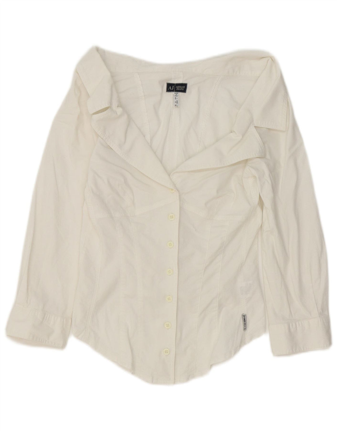 Camicia corta da donna Armani Jeans manica 3/4 IT 42 cotone bianco medio