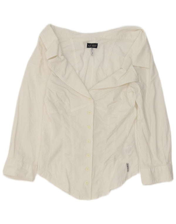Camicia corta da donna Armani Jeans manica 3/4 IT 42 cotone bianco medio
