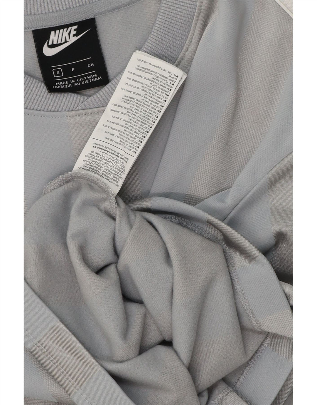 T-shirt corta da donna Nike UK 10 piccola in poliestere a righe grigie