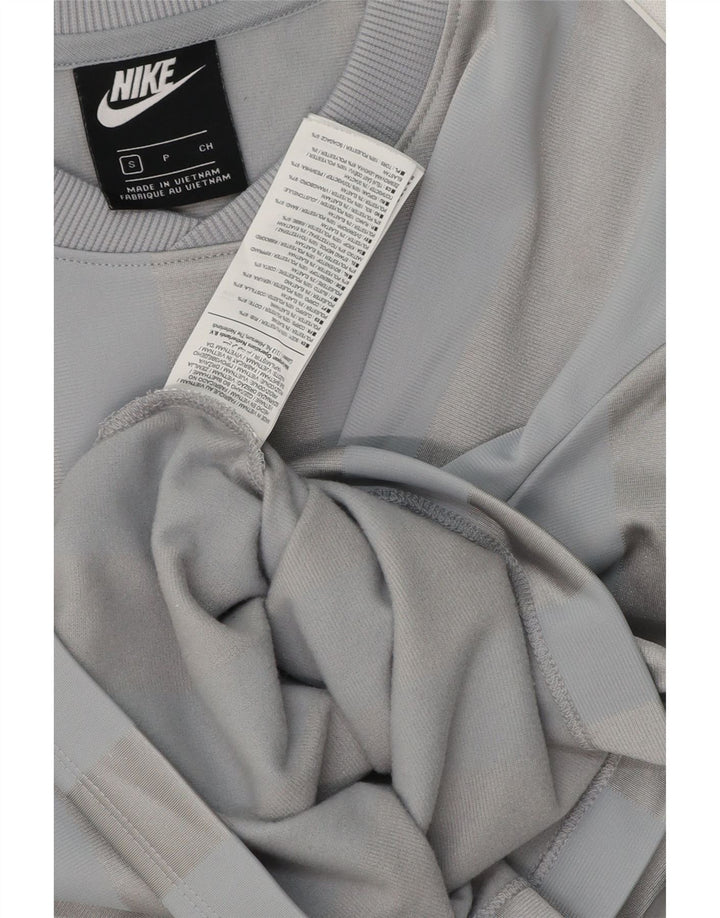 T-shirt corta da donna Nike UK 10 piccola in poliestere a righe grigie