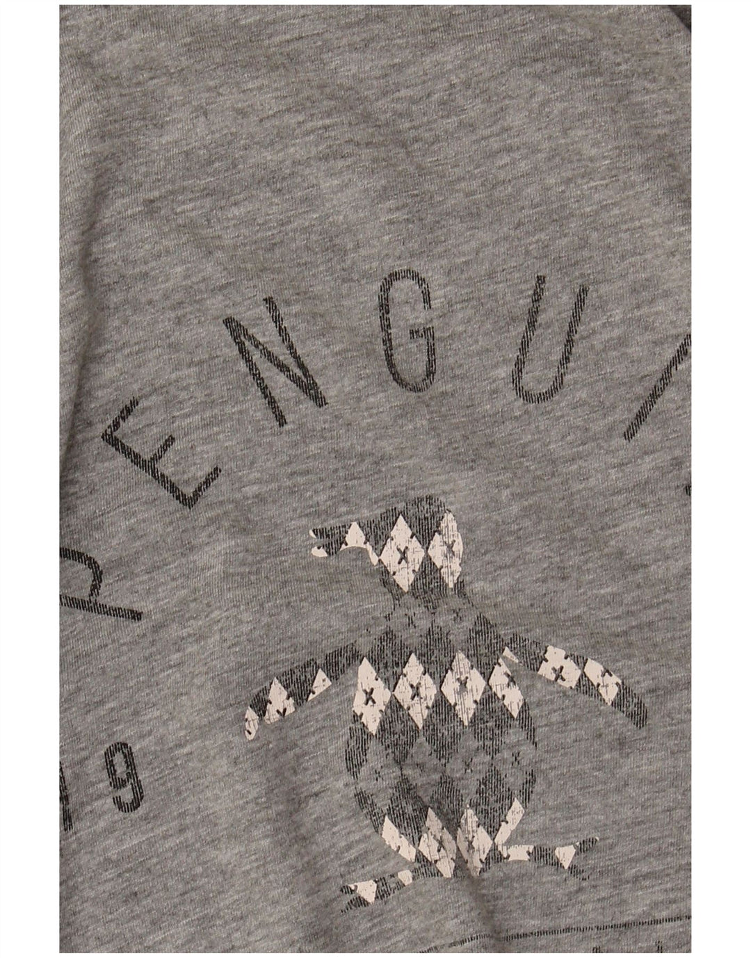 T-shirt grafica da uomo Penguin Top grande in cotone grigio