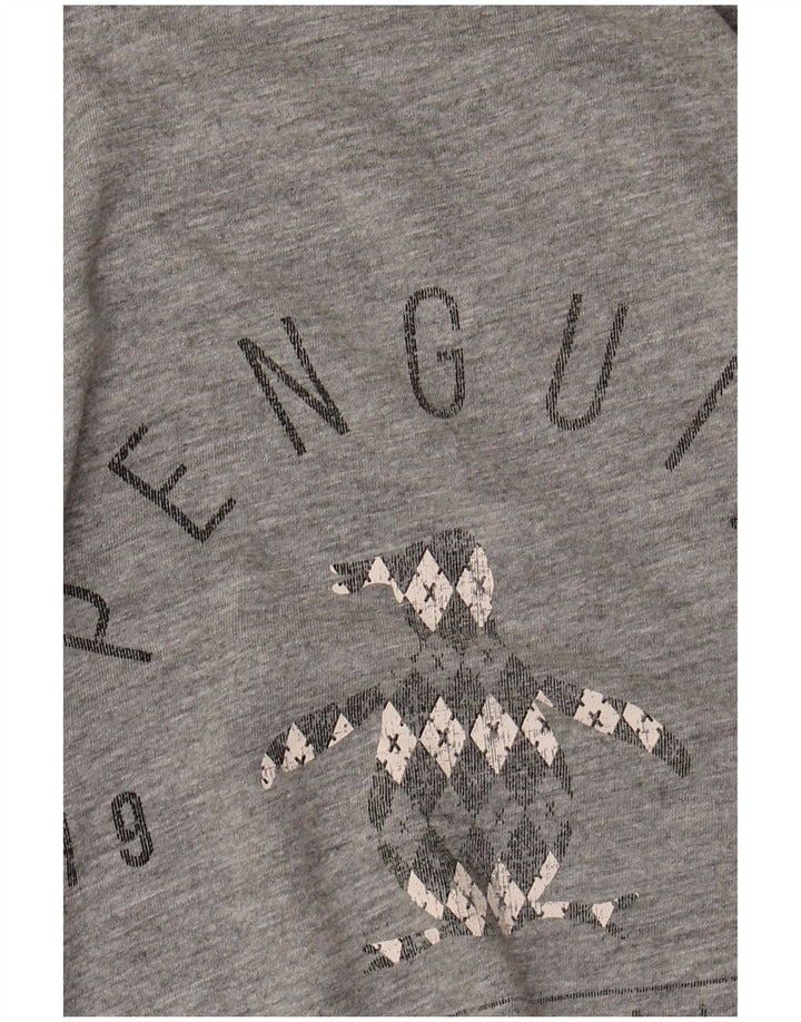 T-shirt grafica da uomo Penguin Top grande in cotone grigio