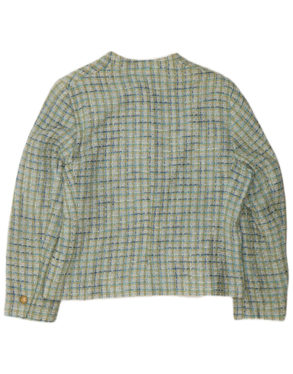 Giacca blazer a 4 bottoni Marks & Spencer da donna UK 18 XL viscosa a quadri verdi