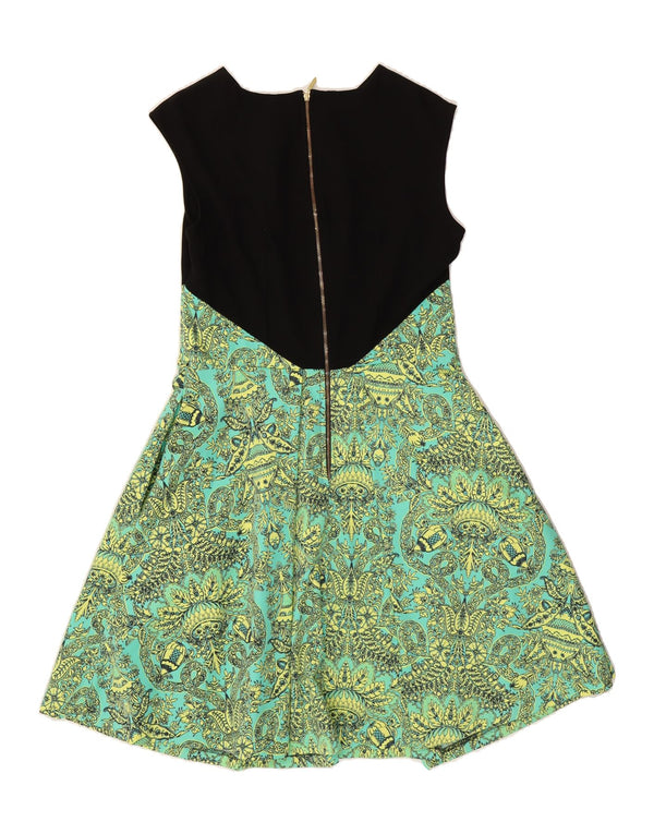 CLOSET Womens Sleeveless A-Line Dress UK 14 Medium Turquoise Paisley