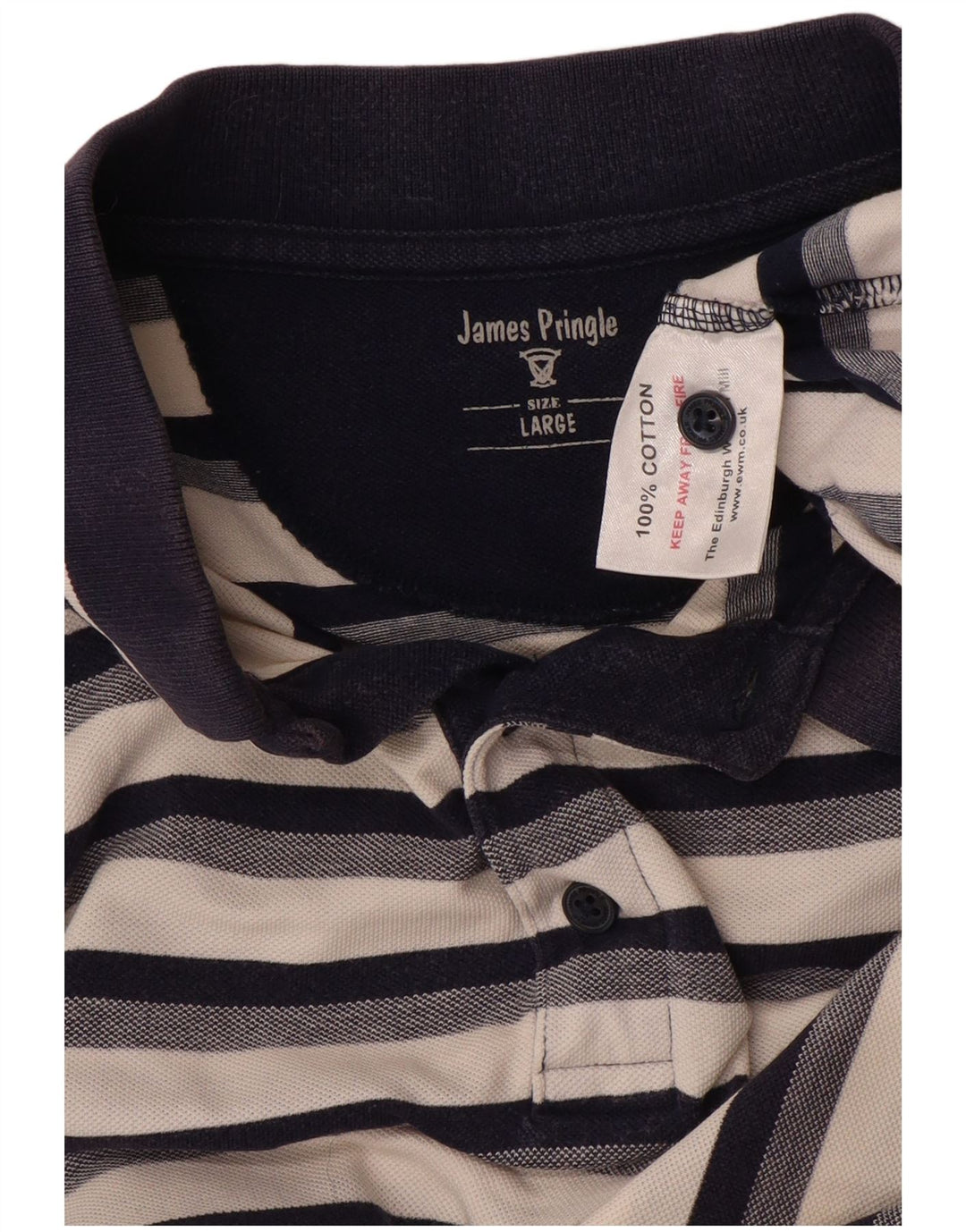 JAMES PRINGLE Polo da uomo grande in cotone a righe blu navy