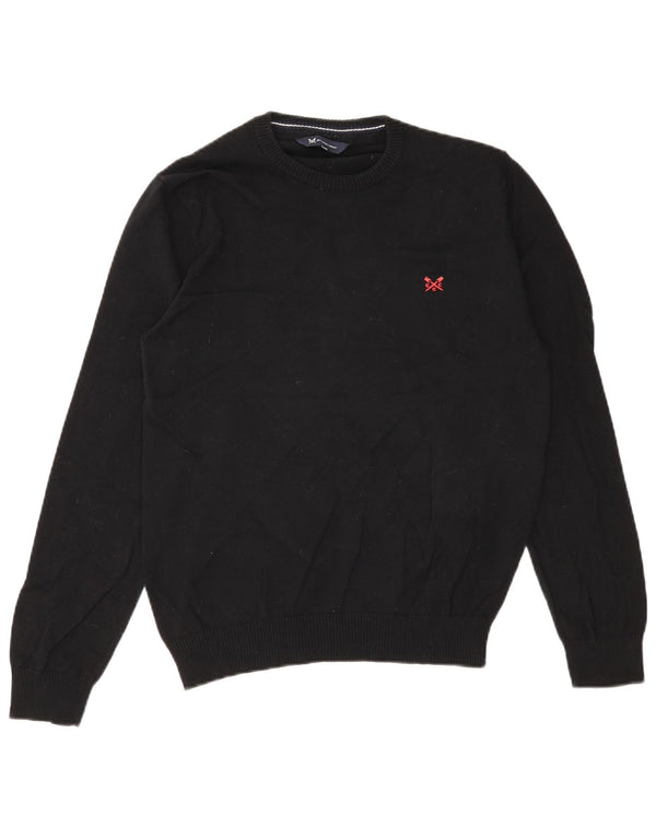 Crew Clothing Maglione girocollo da uomo di grandi dimensioni in cotone nero