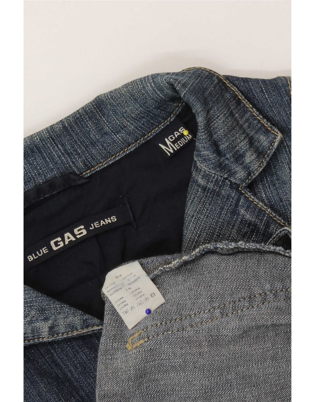 Giacca blazer in denim a 3 bottoni da donna Gas UK 12 Cotone blu medio