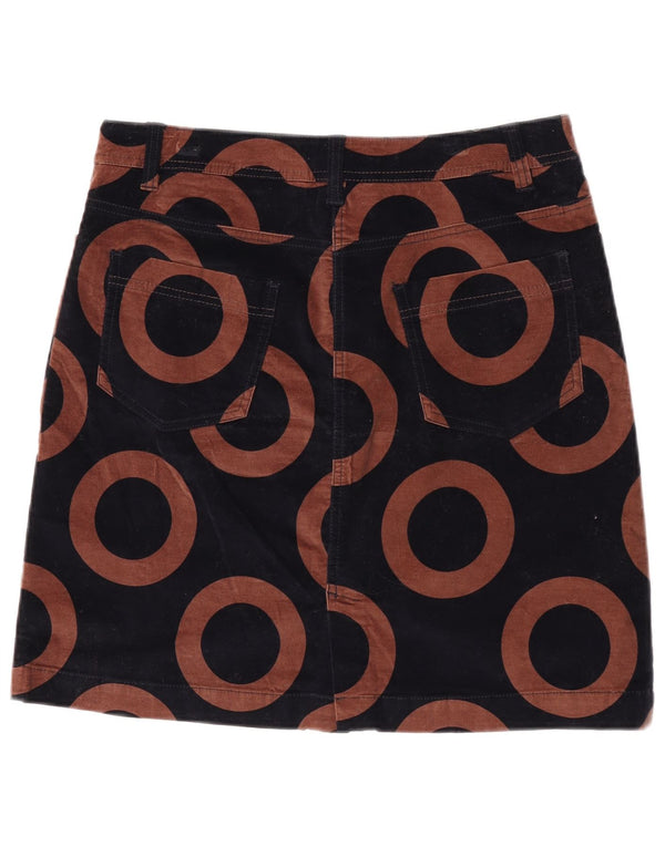 Gonna a trapezio in velluto da donna Boden UK 14 grande W32 cotone geometrico nero