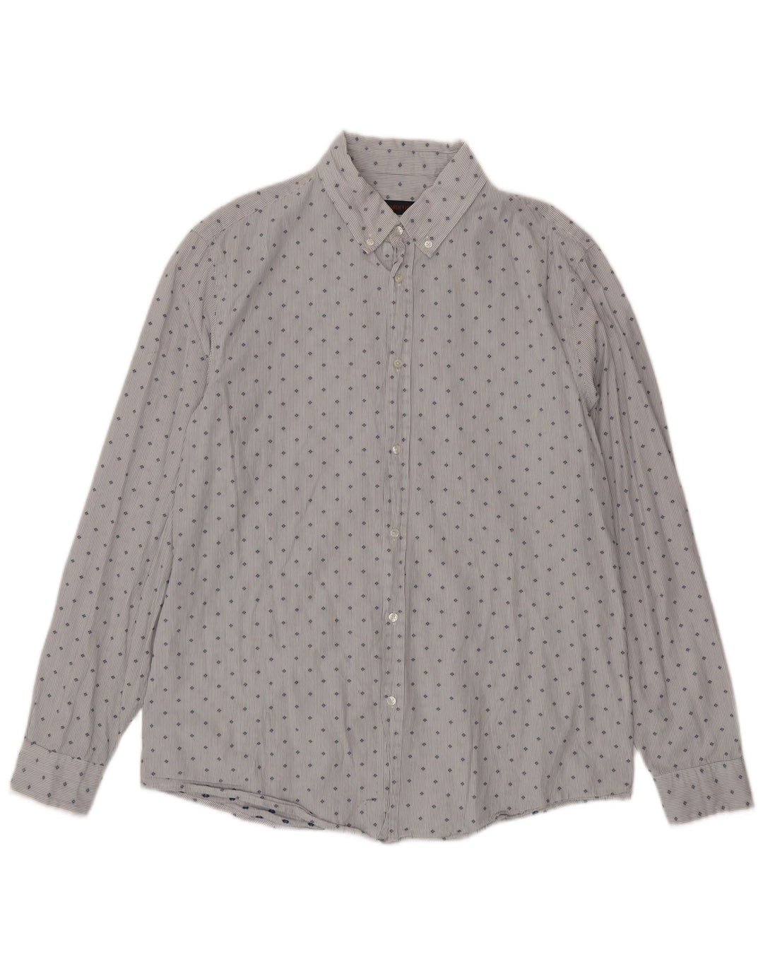 Camicia Trussardi Jeans Uomo Taglia 43 Large Blu Maculata