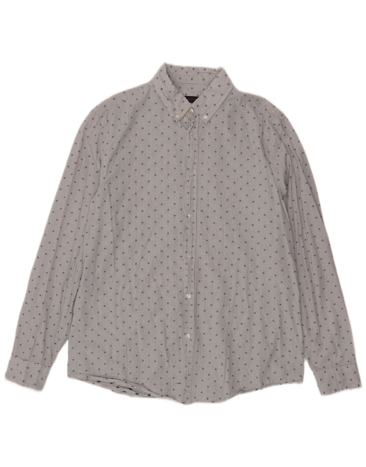Camicia Trussardi Jeans Uomo Taglia 43 Large Blu Maculata