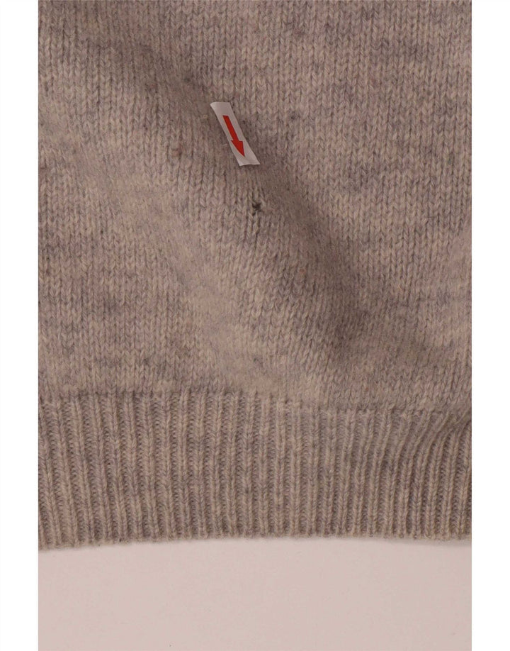 Maglione da uomo con collo alto grafico Sisley XL in lana color block grigio