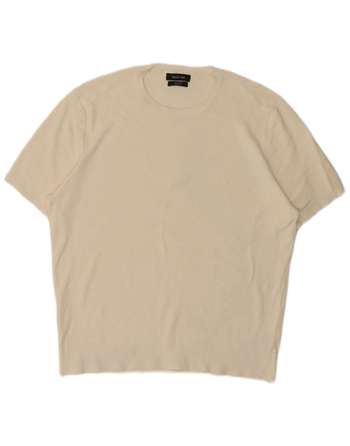 Massimo Dutti T-shirt da uomo a maniche corte Top Large in cotone bianco
