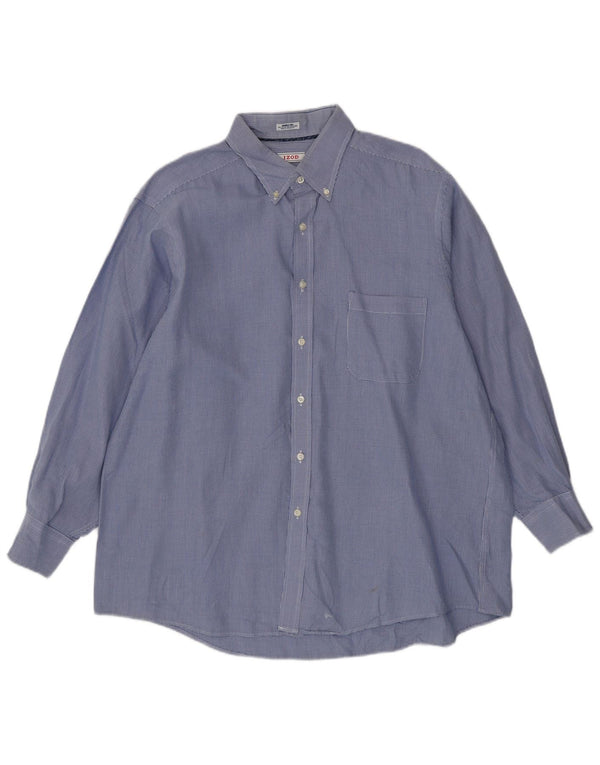 Camicia Izod da uomo a quadri vestibilità regolare taglia 17 XL cotone pied de poule blu
