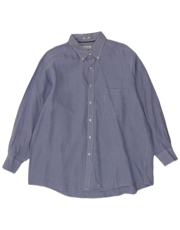 Camicia Izod da uomo a quadri vestibilità regolare taglia 17 XL cotone pied de poule blu