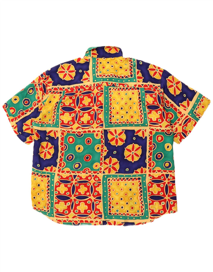 Cavori Camicia Uomo Manica Corta Taglia 43/44 XL Patchwork Multicolore