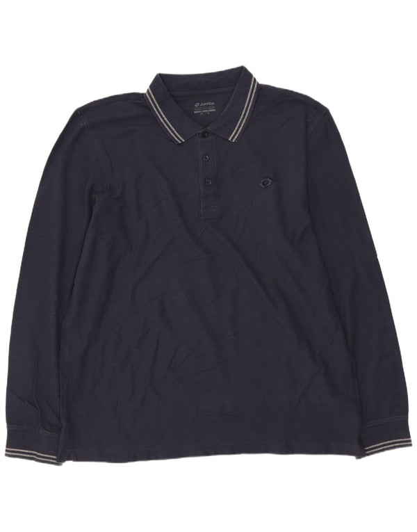 Polo da uomo a maniche lunghe Lotto XL in cotone blu navy