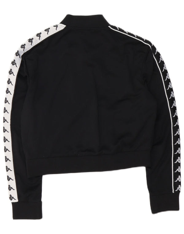 Giacca da ginnastica corta con grafica Kappa da donna UK 14 poliestere nero medio