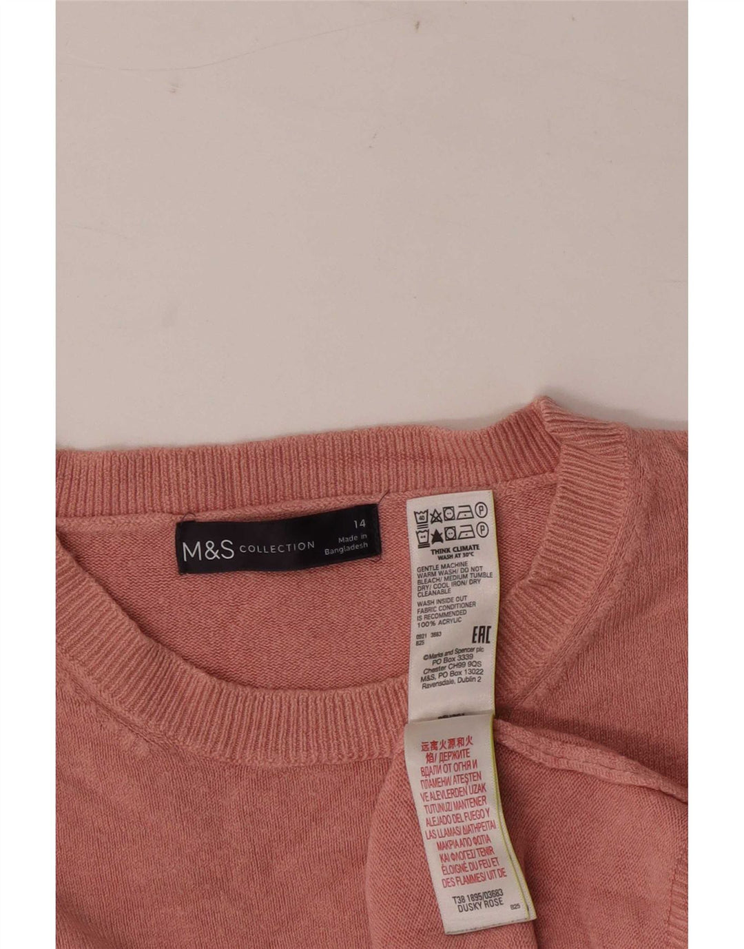 Maglione maglione girocollo da donna Marks & Spencer UK 14 Acrilico rosa medio