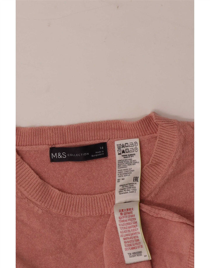 Maglione maglione girocollo da donna Marks & Spencer UK 14 Acrilico rosa medio
