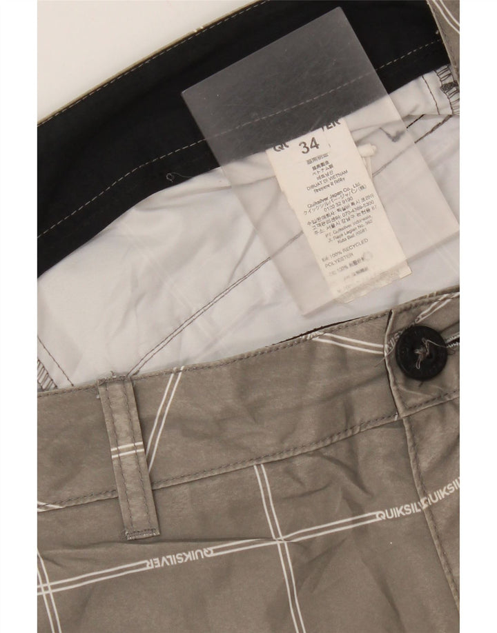 Pantaloncini chino da uomo Quiksilver W34 poliestere a quadri grigi grandi