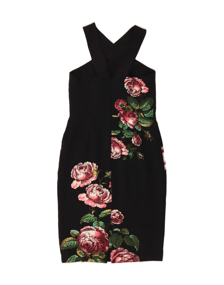 OASIS Womens Halter Dress UK 10 Small Black Floral Polyester Vintage Oasis and Second-Hand Oasis from Messina Hembry 