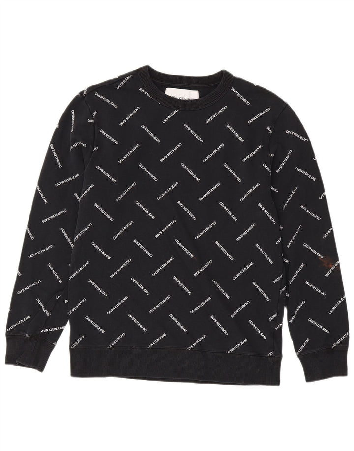 CALVIN KLEIN JEANS Felpa con grafica da uomo Maglione medio cotone nero
