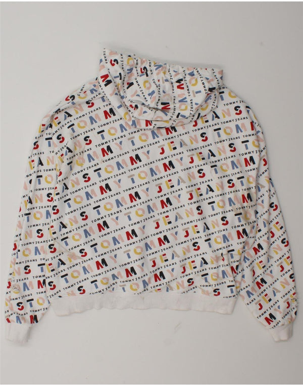 Maglione con cappuccio oversize grafico da donna Tommy Hilfiger UK 18 XL Cotone bianco