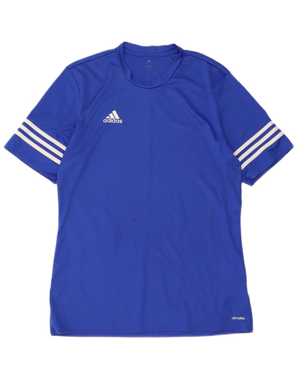 T-shirt Adidas Climalite da uomo Top in poliestere blu medio