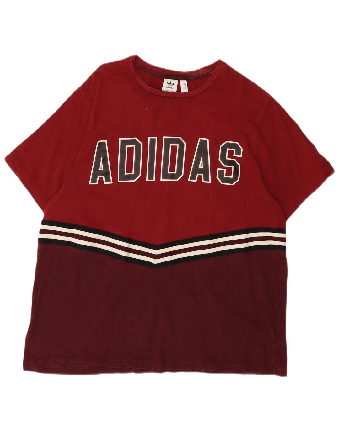 T-shirt grafica da donna ADIDAS Top UK Small 10 Borgogna Colourblock