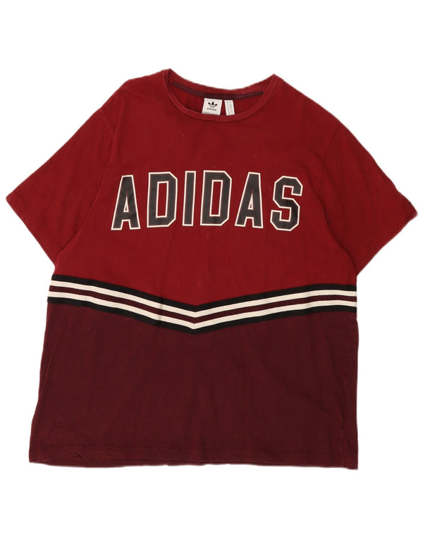 T-shirt grafica da donna ADIDAS Top UK Small 10 Borgogna Colourblock