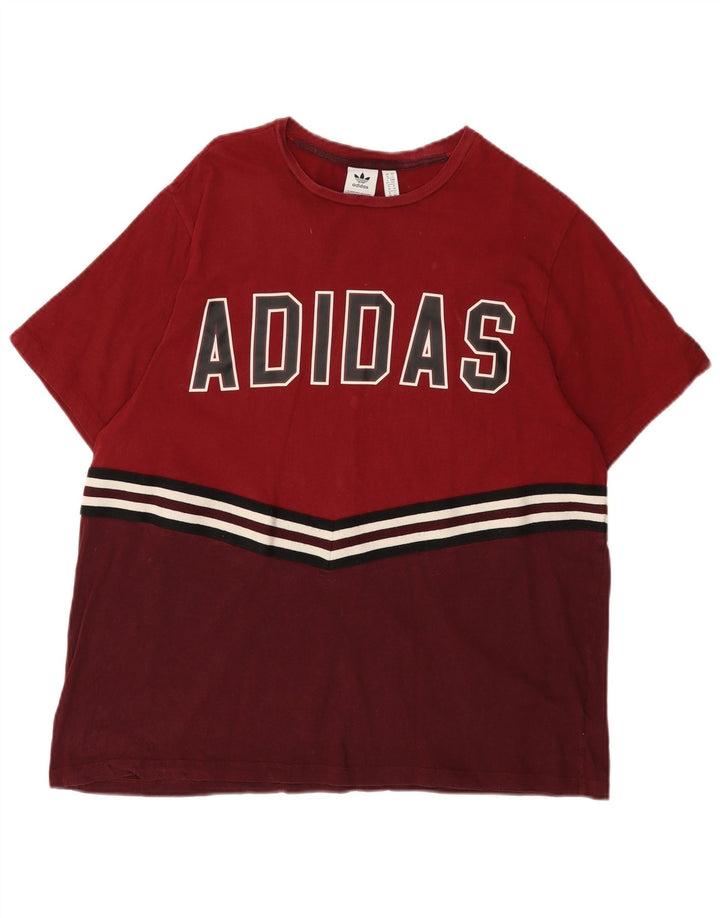 T-shirt grafica da donna ADIDAS Top UK Small 10 Borgogna Colourblock