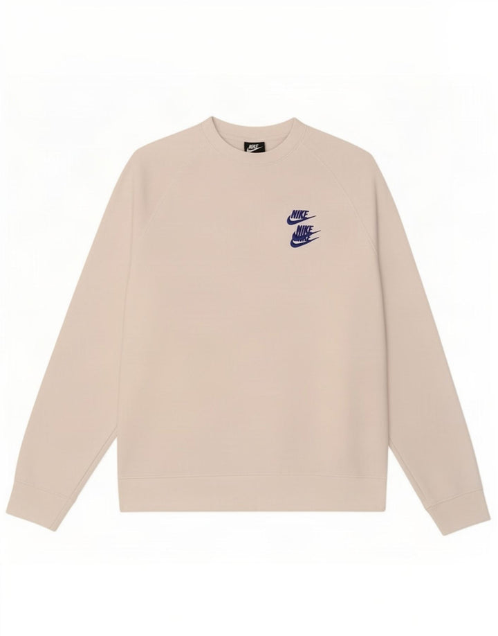 Felpa grafica Nike da uomo, maglione grande, cotone bianco