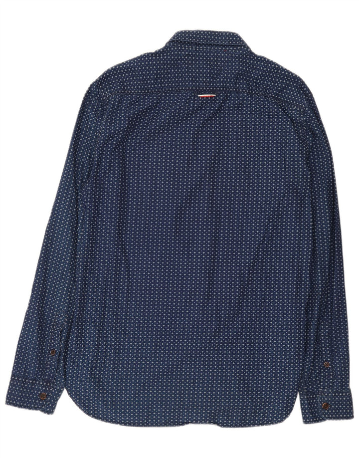 Tommy Hilfiger Camicia da uomo con motivo astratto, taglia grande, in cotone blu navy