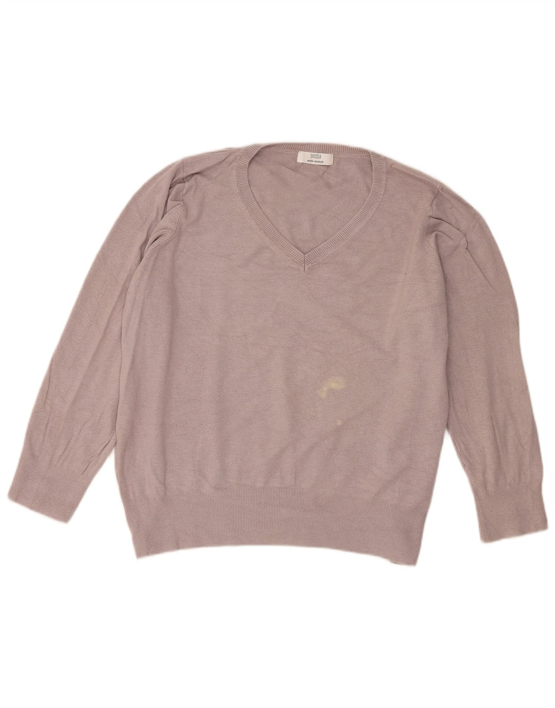 Maglione con scollo a V da donna Marks & Spencer UK 20 2XL Viscosa grigia