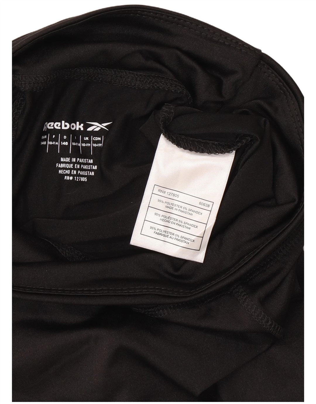 Leggings Reebok Capri Graphic per ragazze 10-11 anni in poliestere nero