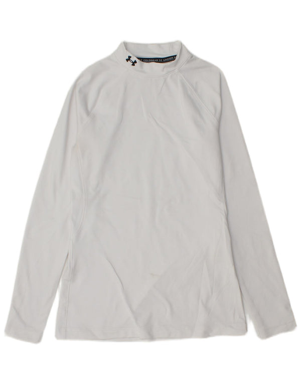 Maglia Under Armour da uomo Cold Gear a maniche lunghe in poliestere bianco medio